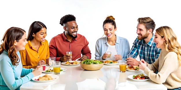 Счастливые люди за обеденным столом